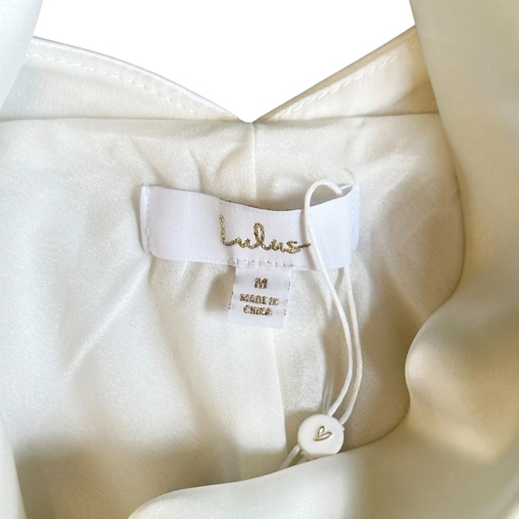 NEW Lulus Gorgeous Vow White Satin Mock Neck Cowl Mermaid Maxi Dress Med. #1552 - Picture 6 of 10